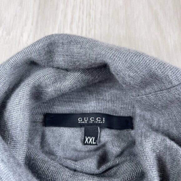 Gucci Cashmere G Logo Turtleneck Sweater Size XXL Gray Color GU120 - Picture 11 of 13